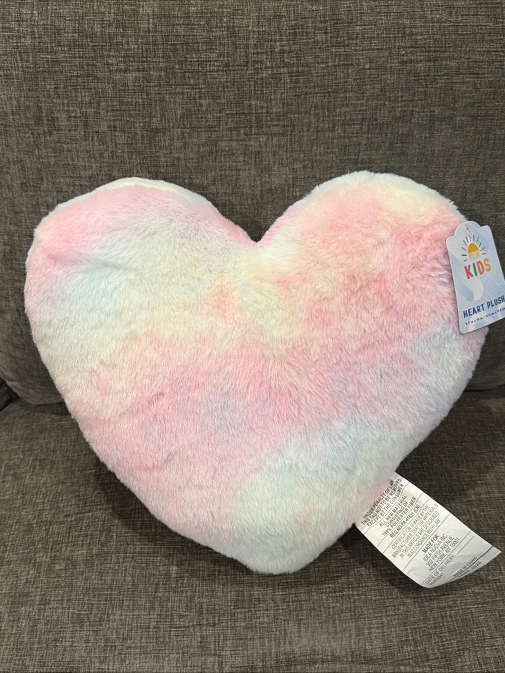Heritage Pastel Heart Plush Pillow - Pink, Blue, Cream